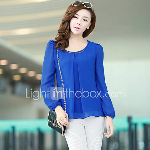 Xuanran Womens Chiffon Blue Shirt