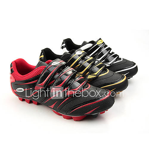 Cycling MTB SPD Shoes With Fiberglass Sole And PVC Leather Upper