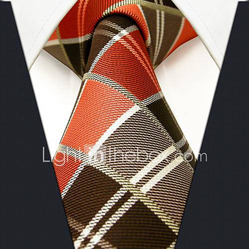 Mens Casual Multicolor Check Pattern Silk Necktie
