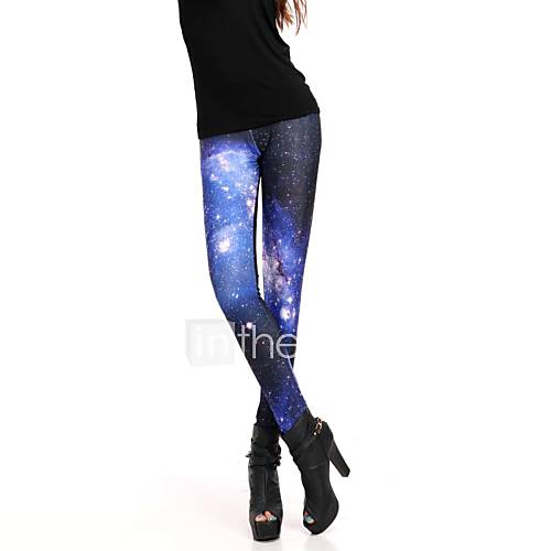 Elonbo The Blue Star Link Style Digital Painting Tight Women Leggings