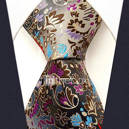 Mens Casual Silk Multicolor Floral Print Necktie