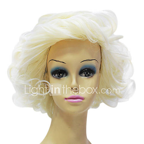 Capless Synthetic Fluffy Short Milky White Curly Hair Wig For Fashionable Women
