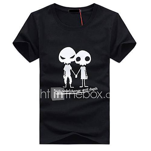 Mens Round Neck Cotton Alien Visitors Short Sleeve T Shirt