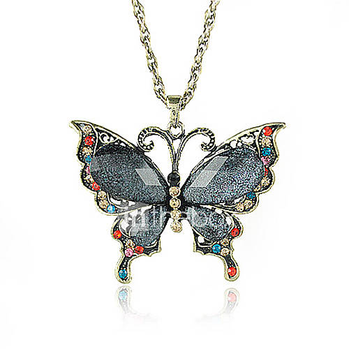 Yumfeel Womens Vintage Butterfly Pattern Dangling Necklace