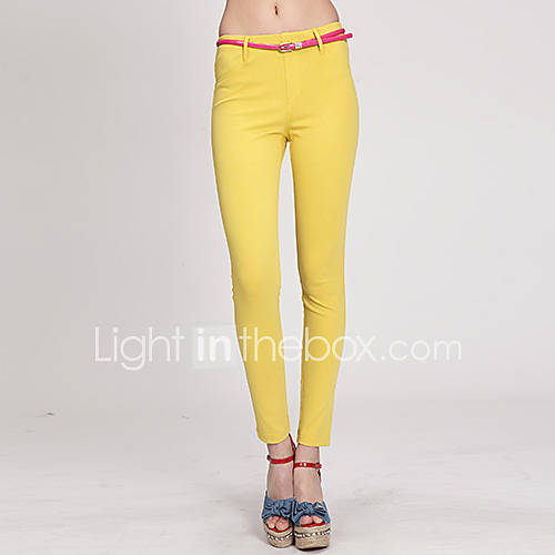 EJAMS Womens Korean Style Slin Waistline Pencil Pants(Yellow)