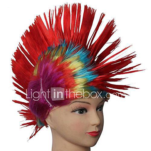 Cosplay Party Mixed Color Synthetic Straight Comb Fans Wigs