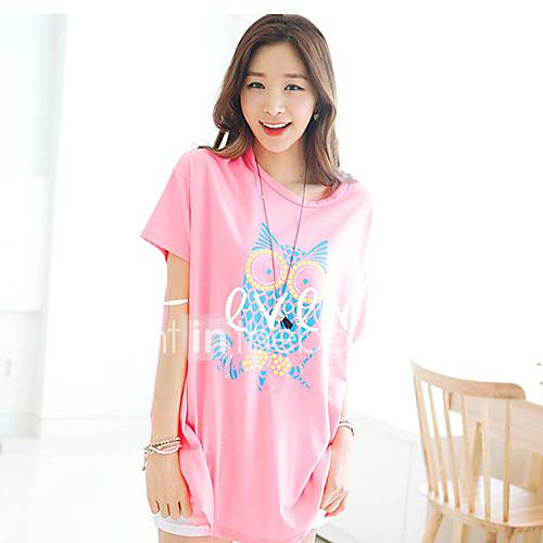 [Pashong] Womens Round Collar Oversized T Shirt with Animal Print (More Colors)