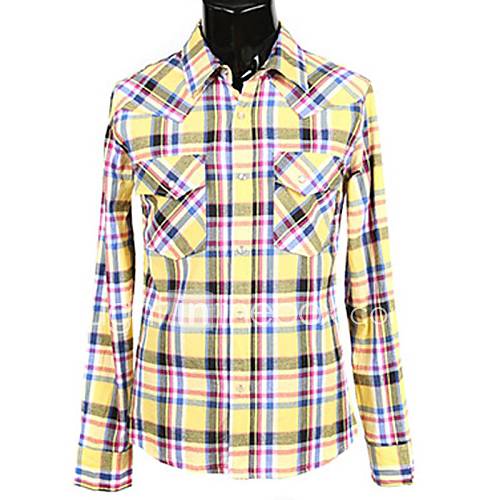 Mens Check Slim Long Sleeve Shirt