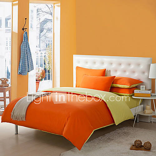 Duvet Cover Set,4 Piece Reactive Print 100% cotton Orange and Yellow