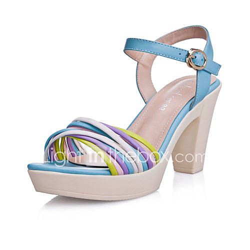 XNG 2014 New Sweet Thick Heel Waterproof Colorful Sandals (Blue)