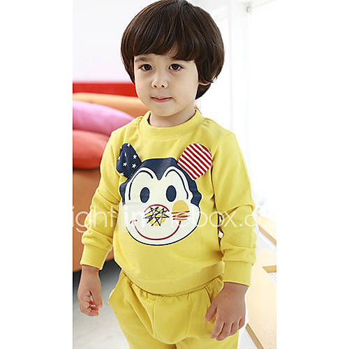 Boys Round Neck Casual Cartoon Long Sleeve Clothing Sets