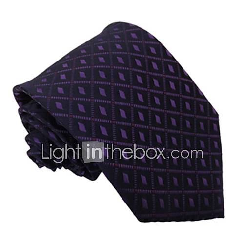 Mens Italy Style Purple Business Leisure Plaid Dot Microfibre Necktie