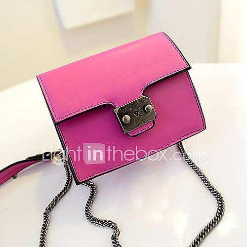 Daidai Womens Vintage Metal Buckle Solid Color Fuchsia Shoulder Bag