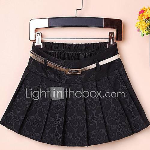 Womens Collect Waist Pure Color Skirt