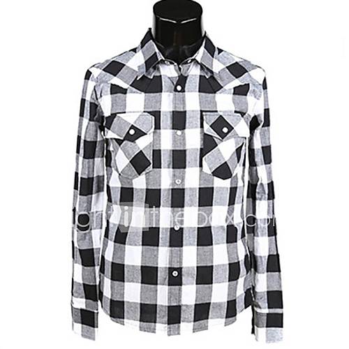 Mens Check Slim Long Sleeve Shirt