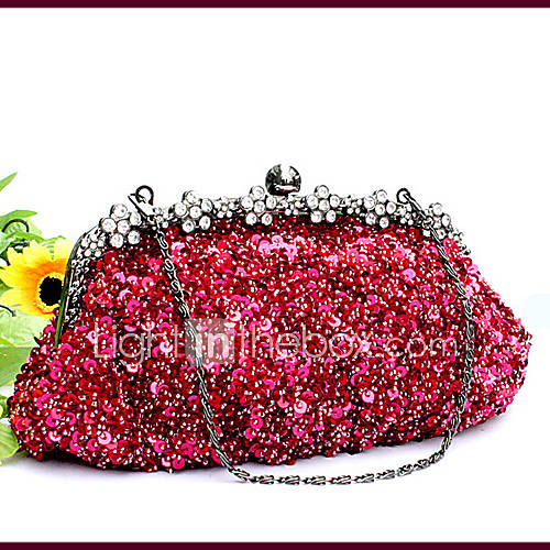 Kaunis WomenS Fashion Diamond Beaded Evening Bag(Wine)
