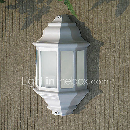 Outdoor Wall Light, 1 Light, Classic White Aluminum Glass Painting