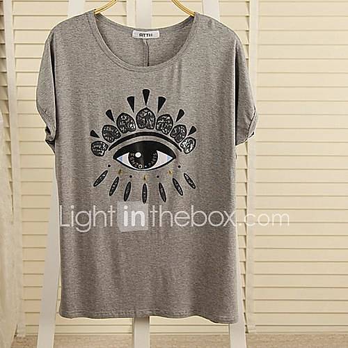 Womens Korean Fashion Bat Sleeve Printing T Shirt