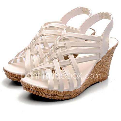 Leatherette Womens Wedge Heel Sling Back Sandals Shoes(More Color)