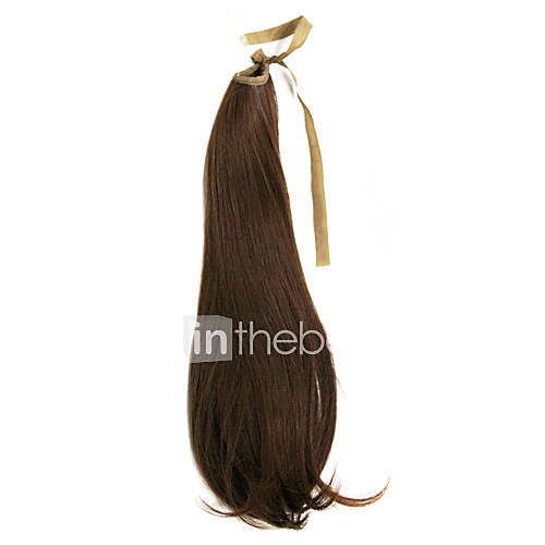 Brown Long Wavy Synthetic Ribbon Tied Ponytail Hair Extensions