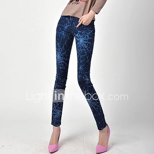 Womens New Spring The Spider Web Painting Skinny Jeans