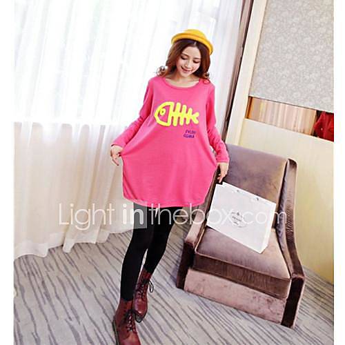 Maternity Fish Bone Print Simple T shirt