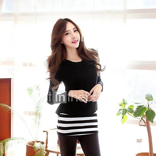 Womens Cotton Stripe Loose T Shirt