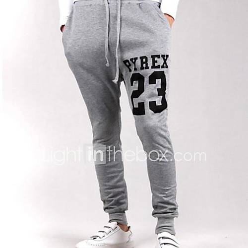 Mens Korean Style Slim Sports Casual Long Printing Harem Sweatpants