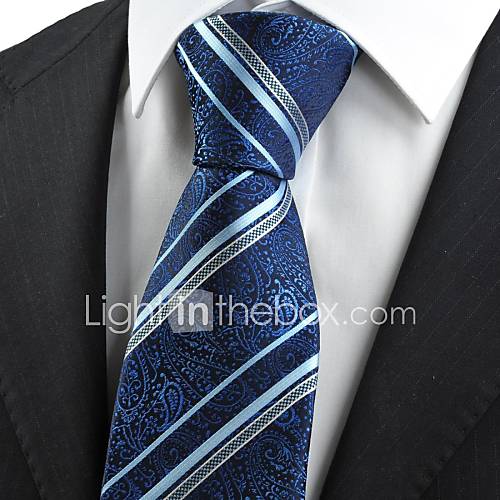 Tie New Navy Dark Blue Paisley Striped Classic Exotic Mens Tie Necktie Gift