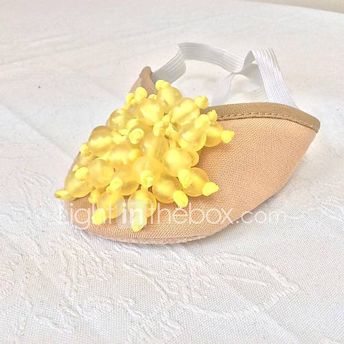 Womens Fabric with Yellow Imitation Pearl Elastic Gore Belly Dance Shoes