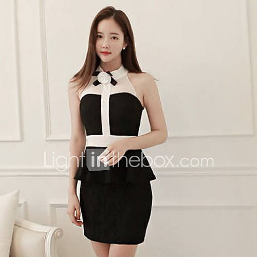 QianyuCasual Sexy Mesh Joint Dress(Black)