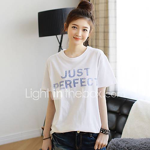 Liuliu Womens Sweet Round Neck Loose Fit Short Sleeve Cotton T Shirt