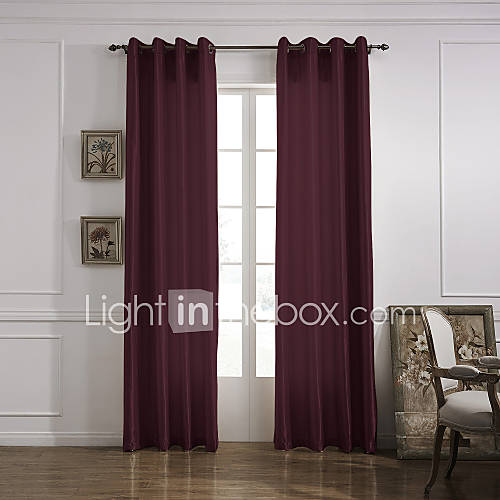 (One Panel Grommet Top) Modern Minimalist Burgundy Solid Energy Saving Curtain