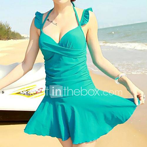 Womens Four Color Nylon and Spandex with The Sun Skirt One Pieces Swimsuit