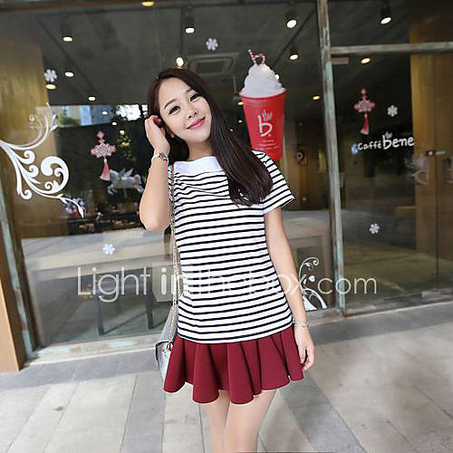 E Shop 2014 Summer Sailor Black White Stripes Short Sleeve T Shirt