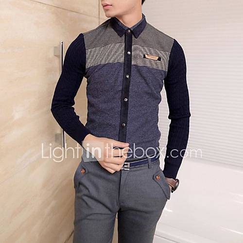 Mens Square Neck Keep Warm Thicken Long Sleeve Shirt