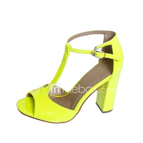 Leatherette Womens Chunky Heel Peep Toe Sandals Shoes(More Colors)