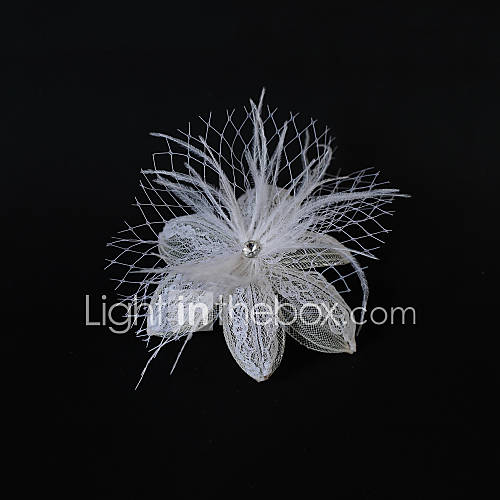 Elastic Tulle And Lace Wedding/Party Flower With Feather