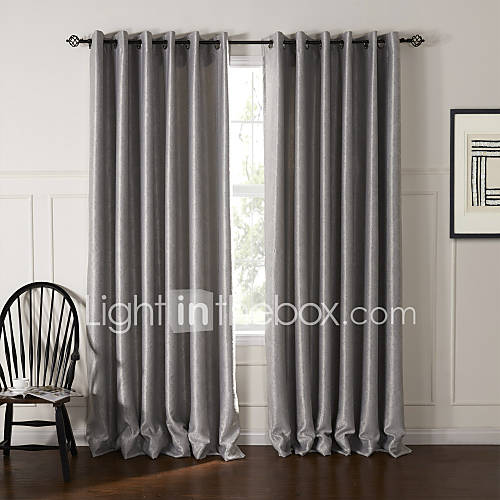 (One Pair) Modern Fancy Silver Solid Floral Embossed Blackout Curtain