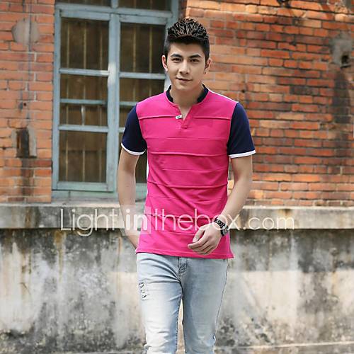 Mens V Collar New Short Sleeve Fold T Shirt