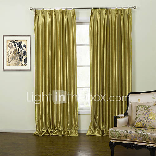 (One Pair)Modern Fancy Gold Solid Energy Saving Curtain
