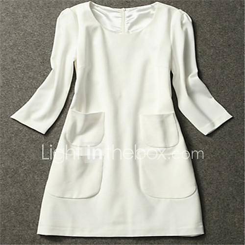 Women Half Sleeve 50% Silk 50% Cotton White Black Casual Dress