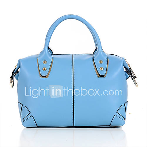 NPSJ Womens Sweet Blue Rivet Leather Portable Tote 04 21