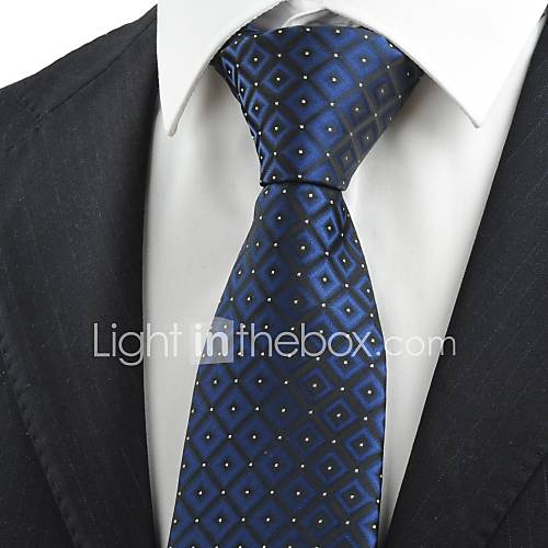 Tie Navy Blue Gradient Checked Mens Tie Formal Necktie Wedding Holiday Gift