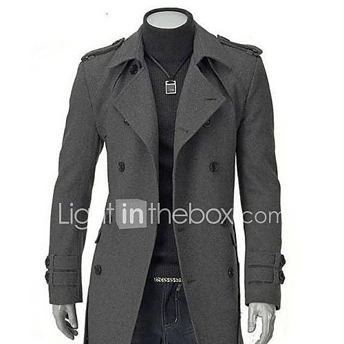 Chaolfs Mens England Woolen Overcoat(Gray)