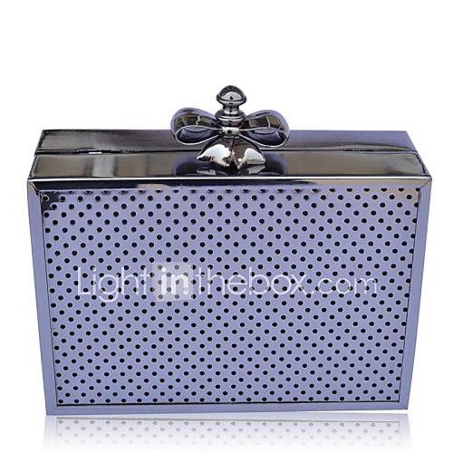 Women Hollow Little Holes All Metal Frame Evening Clutch Bag