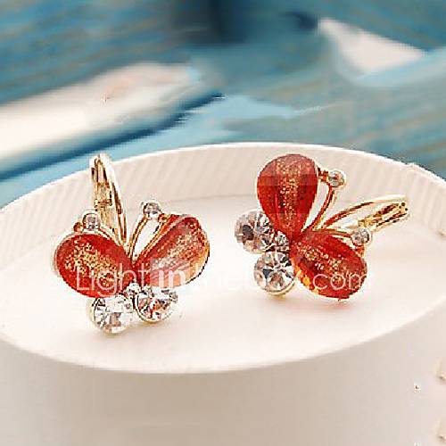 Shining Elegant Alloy Butterfly Shape Earrings (Coffee)