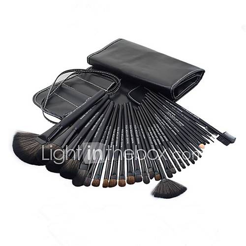 Pro High Quality 32 Pcs Synthetic Hair Makeup Brush Set With Black PU Pouch