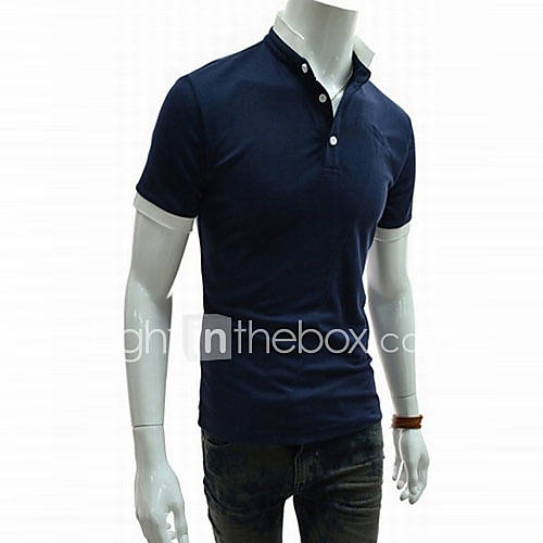 ZHELIN Mens Simple Short Sleeve Bodycon Stand Collar 100% Cotton T Shirt