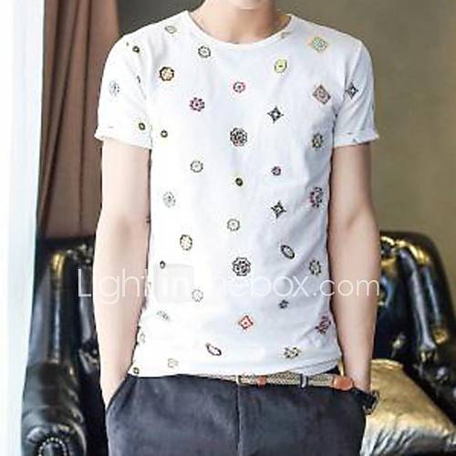 Mens Round Neck Print Short Sleeve T shirt